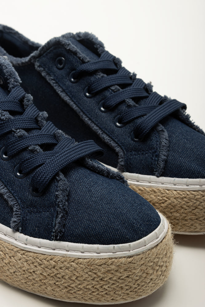 Navy Denim Platform Sneakers (2)