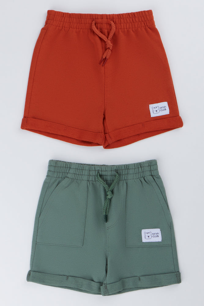2 Pack Knit Plain Shorts