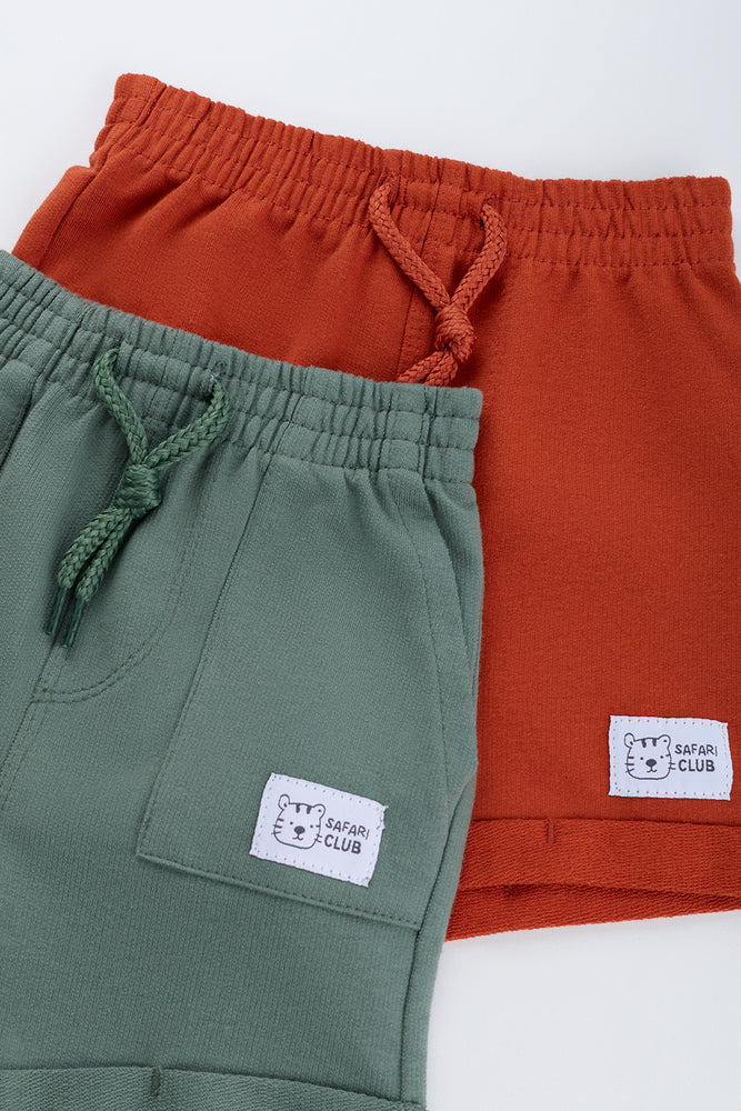2 Pack Knit Plain Shorts (1)