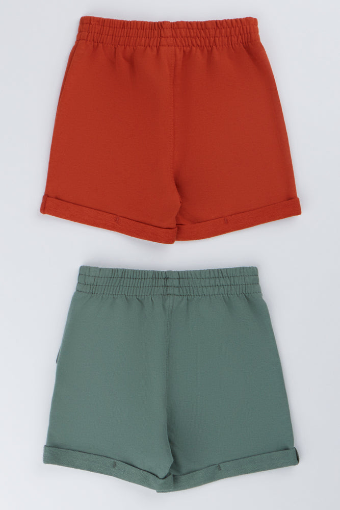 2 Pack Knit Plain Shorts (2)