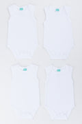 4 Pack White Sleeveless Body Vest