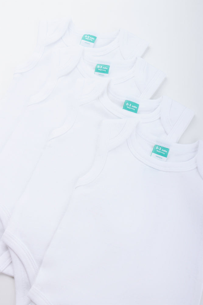 4 Pack White Sleeveless Body Vest (1)