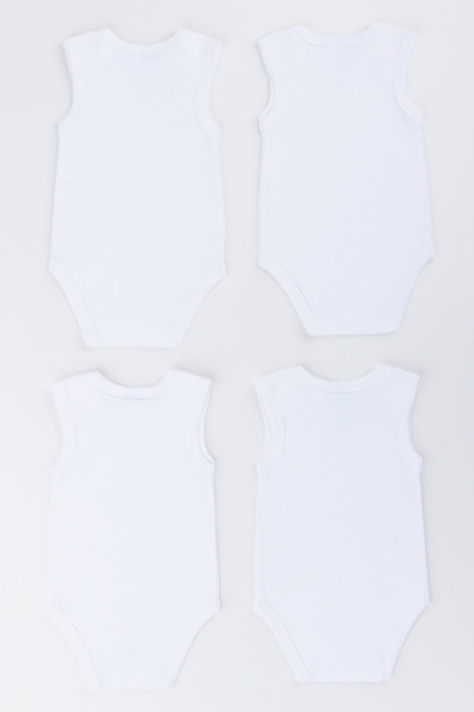 4 Pack White Sleeveless Body Vest (2)