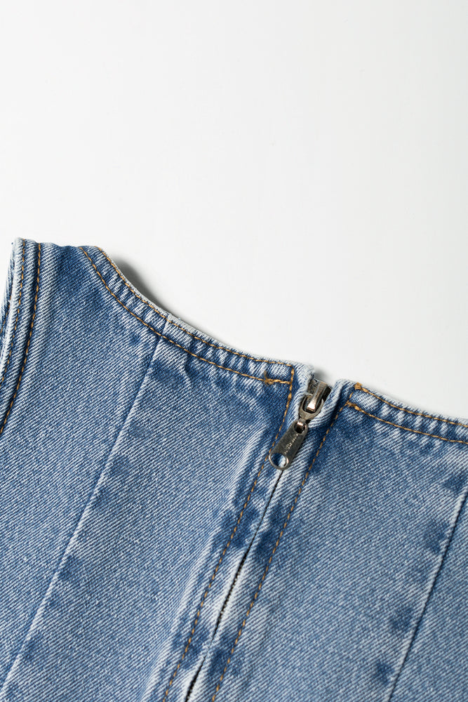 Girls Mid Wash Denim Skater Dress (2)