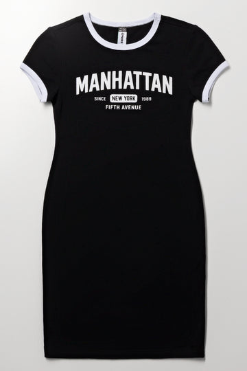 Black Manhattan Graphic Bodycon Dress