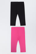 2 Pack Black and Pink Leggings (2)
