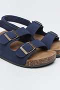 Navy Double Buckle Cork Sandals (1)