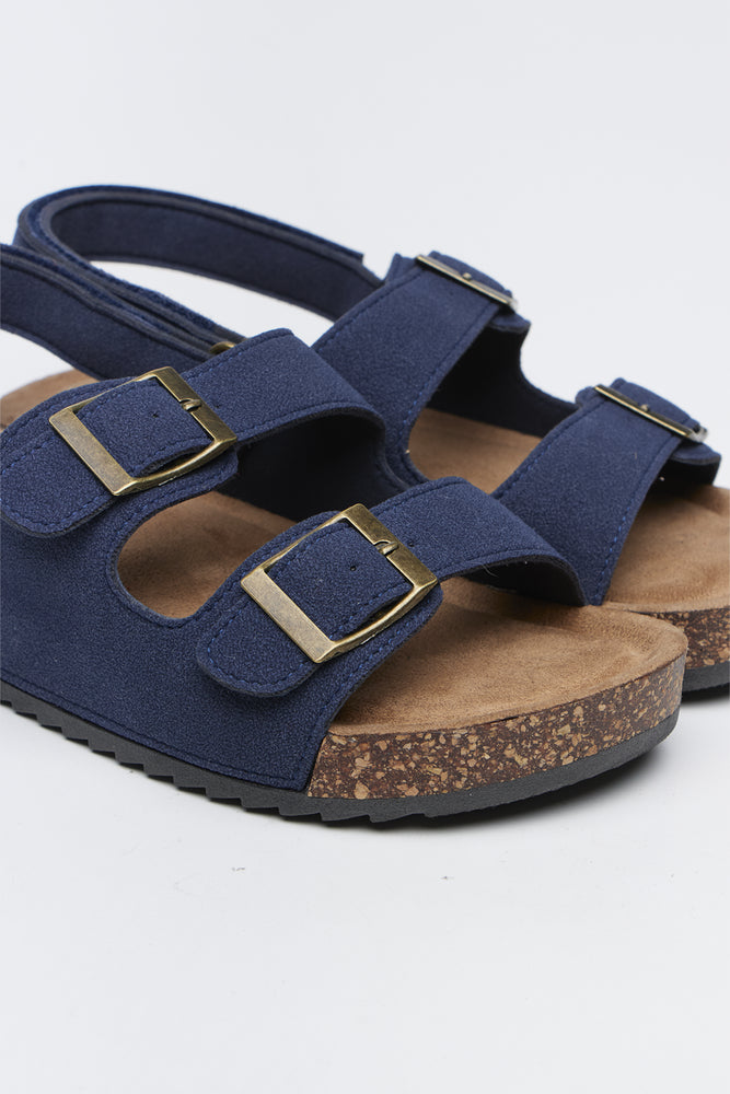 Navy Double Buckle Cork Sandals (1)