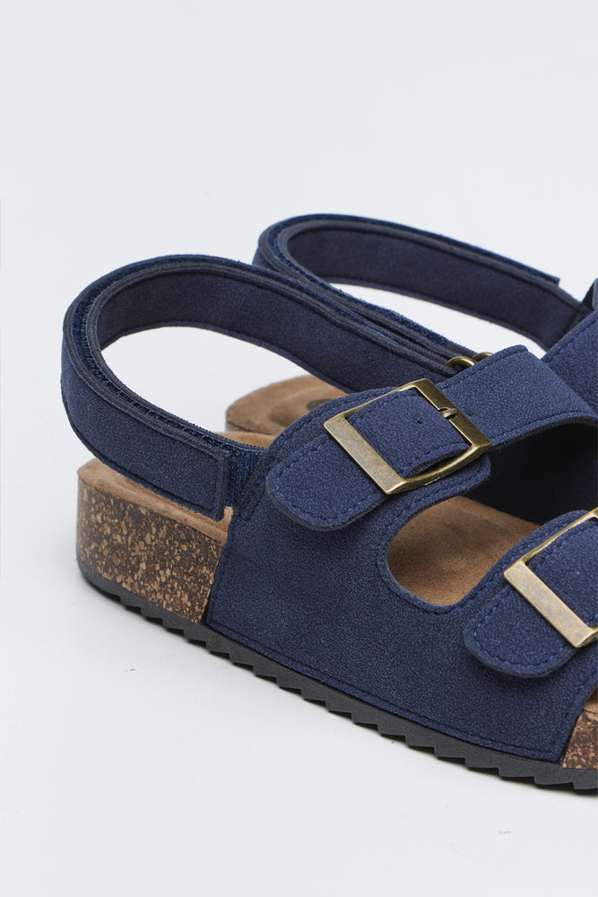 Navy Double Buckle Cork Sandals (2)