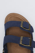 Navy Double Buckle Cork Sandals (4)