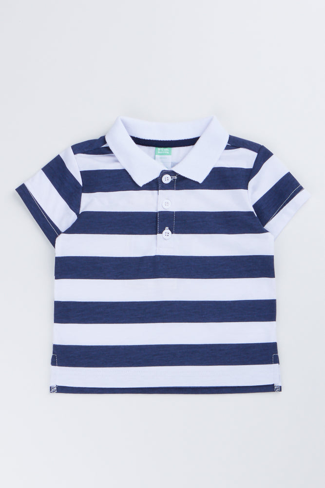 Navy & White Striped Golfer
