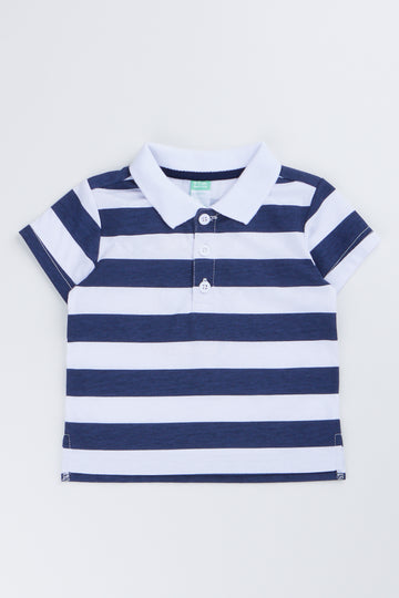 Navy & White Striped Golfer