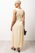 Yellow Drop Waist Midi Dress (2)
