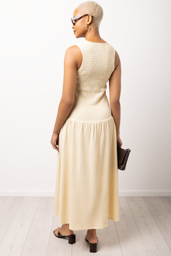 Yellow Drop Waist Midi Dress (2)