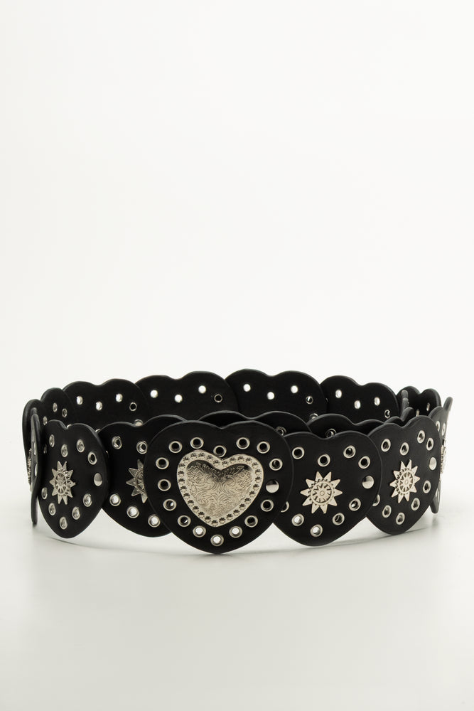 Black Heart Eyelet Waist Belt