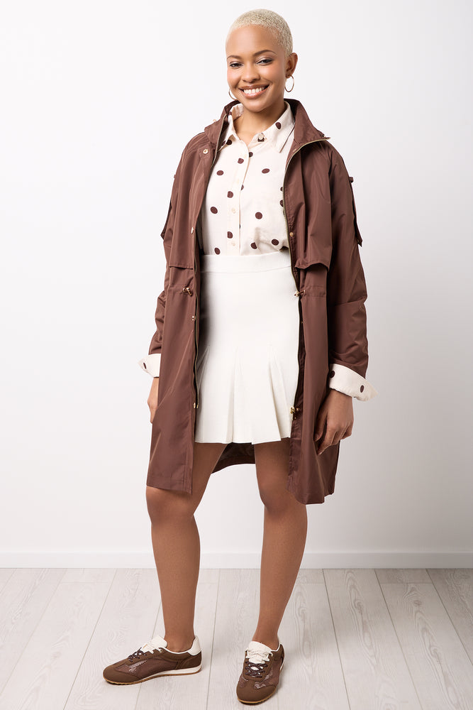 Brown Longer Length Rain Parka Jacket