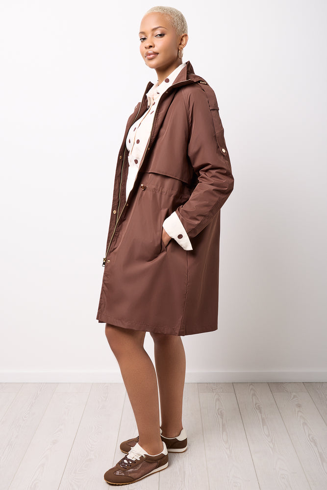 Brown Longer Length Rain Parka Jacket (1)