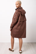 Brown Longer Length Rain Parka Jacket (2)