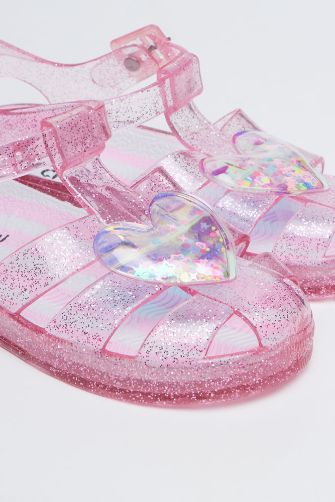 Glitter Heart Jelly Sandals (2)