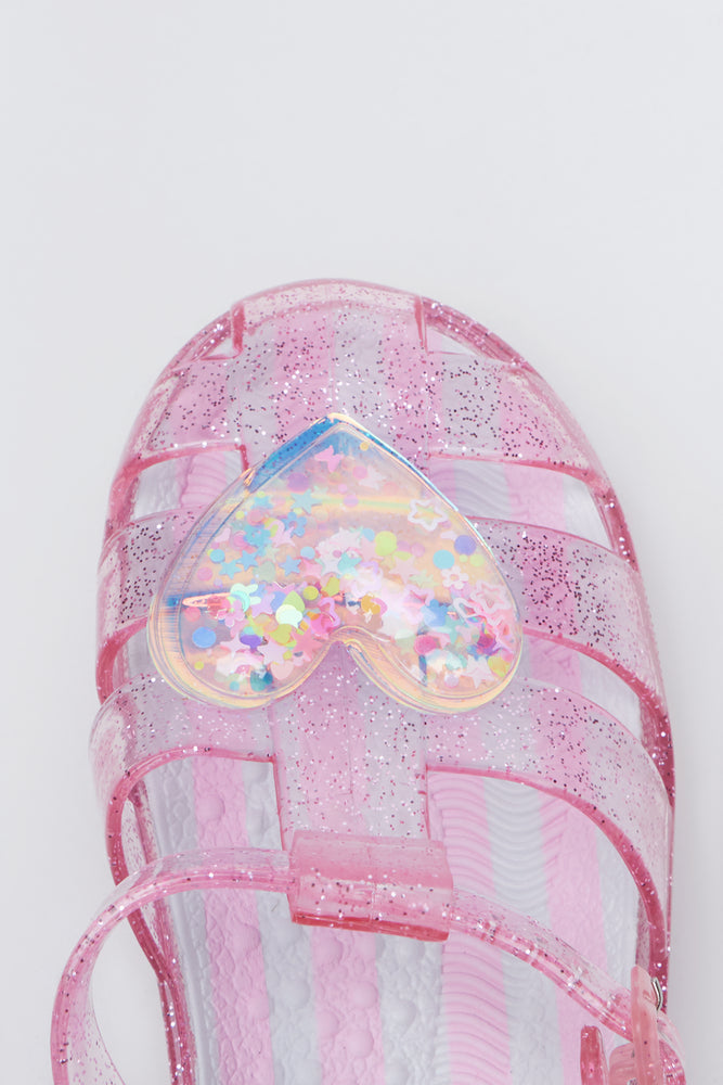 Glitter Heart Jelly Sandals (4)