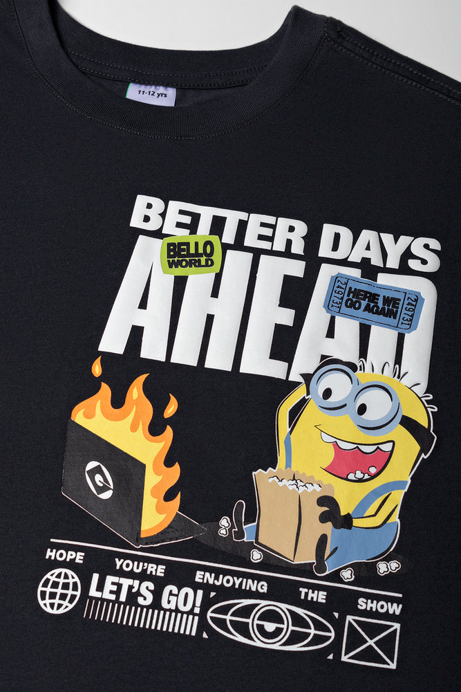 Charcoal Minions Printed T-Shirt (1)