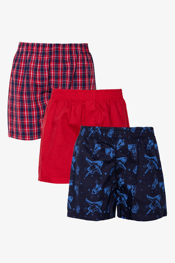3 Pack Patterned Woven Boxers