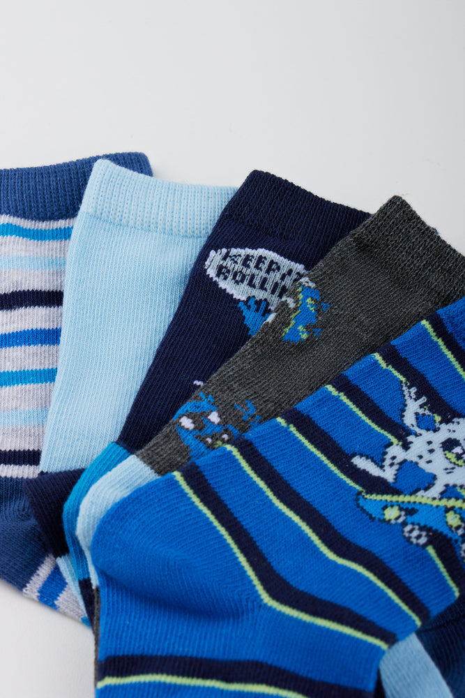 5 Pack Cartoon Monster Print Socks (1)