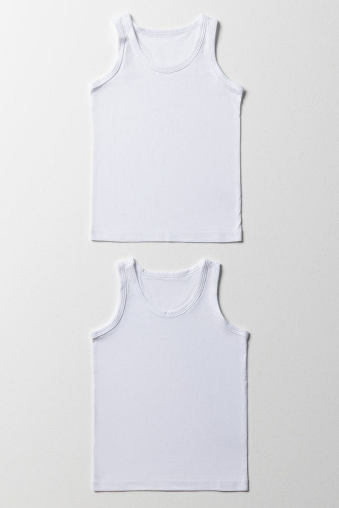 Essential White Cotton Vests 2 Pack