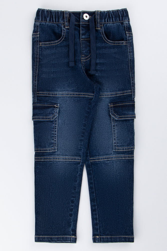 Blue Skinny Cargo Jeans