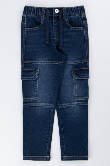 Blue Skinny Cargo Jeans