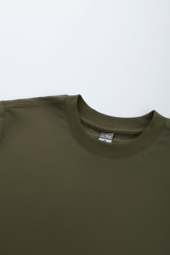 Plain Olive Short Sleeve T-Shirt (1)