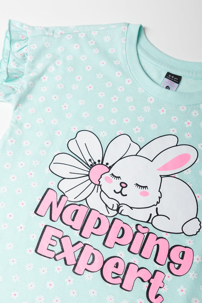Floral Bunny Napping Sleepshirt (1)