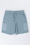 Blue Reverse Fleece Cargo Shorts