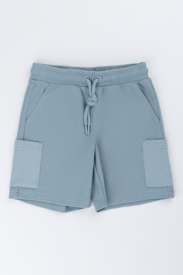 Blue Reverse Fleece Cargo Shorts