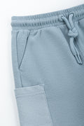 Blue Reverse Fleece Cargo Shorts (1)