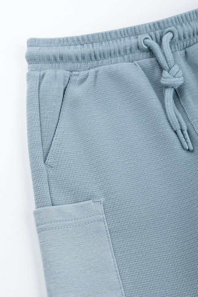 Blue Reverse Fleece Cargo Shorts (1)