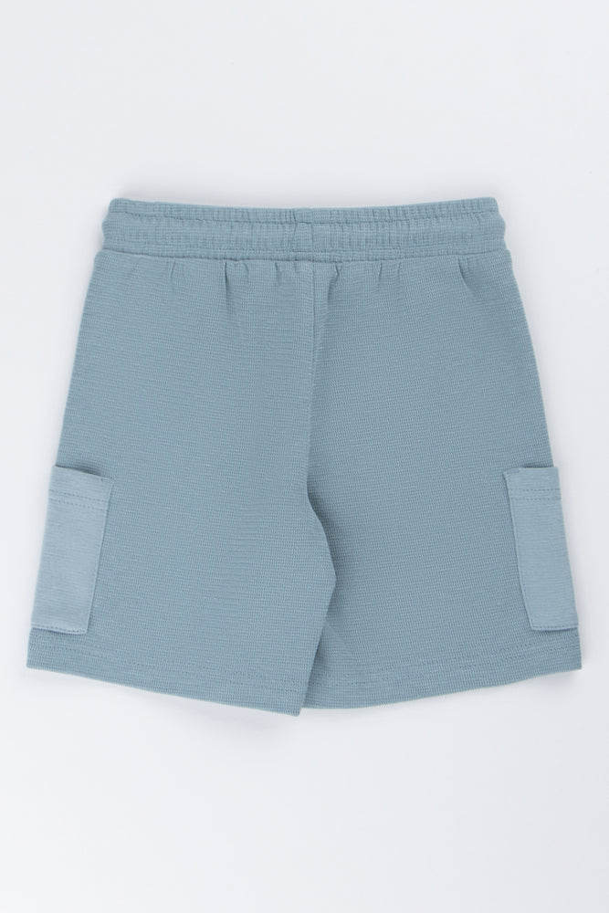 Blue Reverse Fleece Cargo Shorts (2)