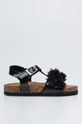 Black Chiffon Floral Health Sandals (1)