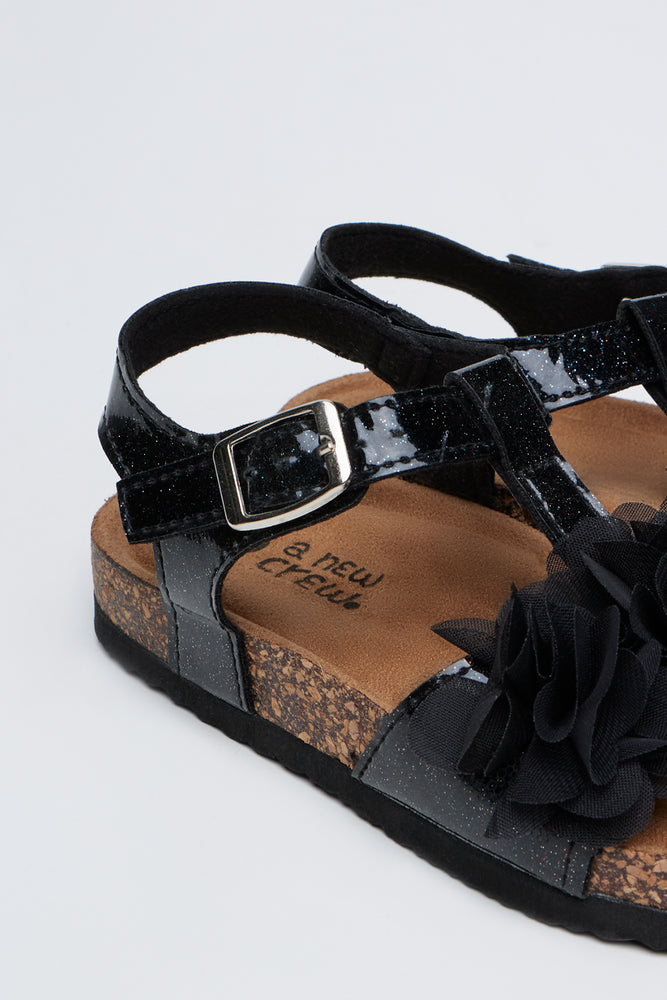 Black Chiffon Floral Health Sandals (3)