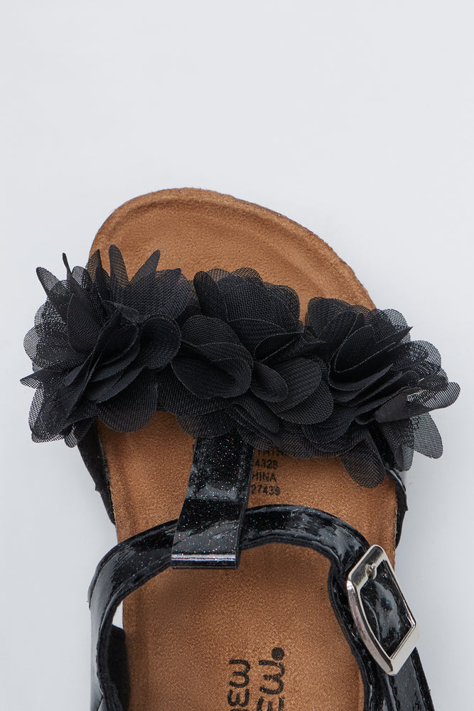 Black Chiffon Floral Health Sandals (4)