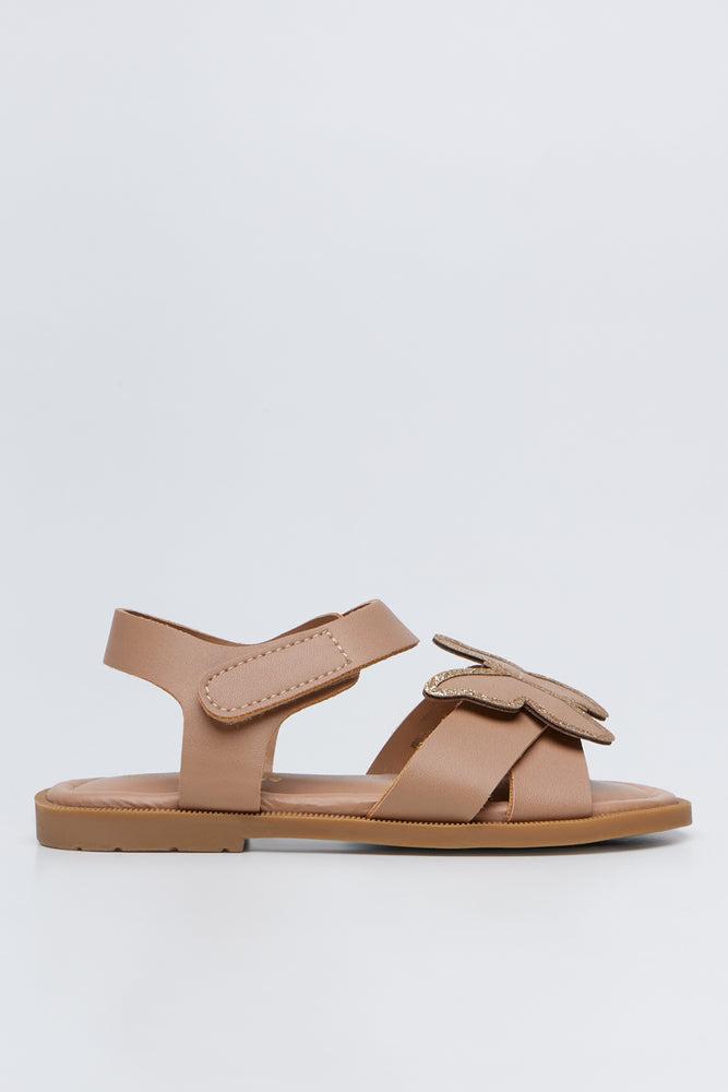 Natural Butterfly Trim Sandals (1)