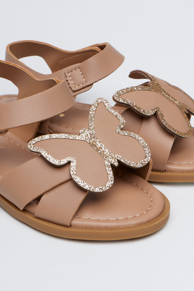 Natural Butterfly Trim Sandals (2)