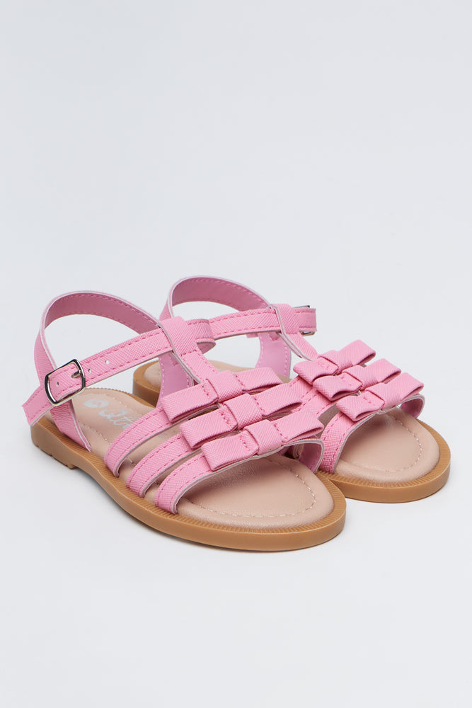 Pink Bow T-Bar Sandals