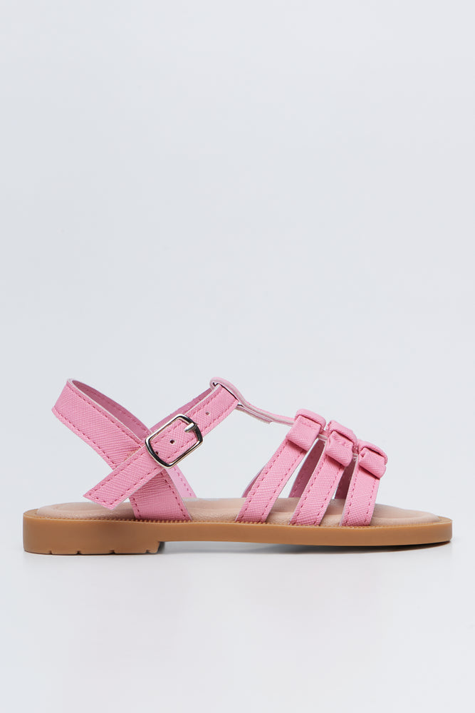 Pink Bow T-Bar Sandals (1)