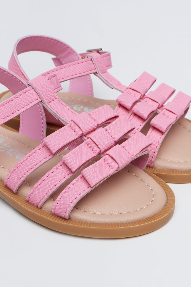 Pink Bow T-Bar Sandals (2)