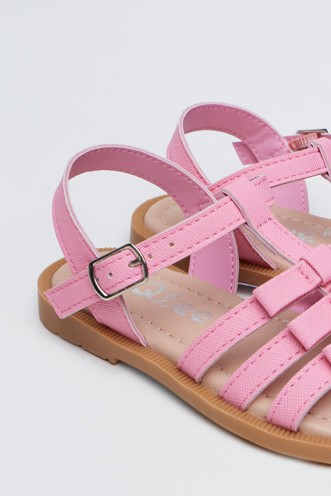 Pink Bow T-Bar Sandals (3)