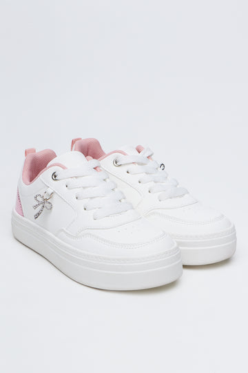 White Bow Charm Fashion Sneakers