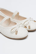 Cream Quilted Daisy Ballet Pumps (2)