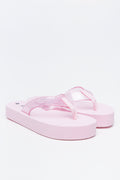 Pink Glitter Platform Flip Flops