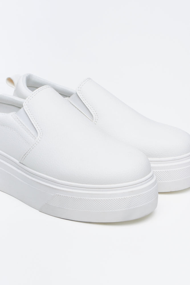 White Platform Slip On Sneakers (2)